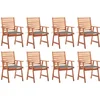 Image de vidaXL - Tuinstoelen - 8 - st - met - kussens - massief - acaciahout