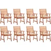 Image de vidaXL - Tuinstoelen - 8 - st - met - kussens - massief - acaciahout
