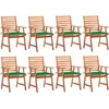 Image de vidaXL - Tuinstoelen - 8 - st - met - kussens - massief - acaciahout