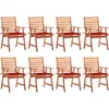 Image de vidaXL - Tuinstoelen - 8 - st - met - kussens - massief - acaciahout