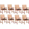Image de vidaXL - Tuinstoelen - 8 - st - met - kussens - massief - acaciahout