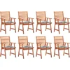 Image de vidaXL - Tuinstoelen - 8 - st - met - kussens - massief - acaciahout