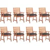 Image de vidaXL - Tuinstoelen - 8 - st - met - kussens - massief - acaciahout
