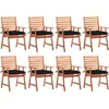 Image de vidaXL - Tuinstoelen - 8 - st - met - kussens - massief - acaciahout