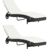Image de vidaXL - Ligbedden - 2 - st - met - wielen - en - kussens - poly - rattan - zwart