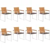 Image de vidaXL - Tuinstoelen - 8 - st - met - kussens - massief - acaciahout