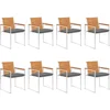 Image de vidaXL - Tuinstoelen - 8 - st - met - kussens - massief - acaciahout