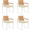 Image de vidaXL - Tuinstoelen - 4 - st - met - kussens - massief - teakhout