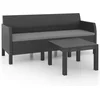 Image de vidaXL - 2-delige - Loungeset - met - kussens - PP - rattan - antracietkleurig