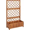Image de vidaXL - Plantenbak - verhoogd - met - latwerk - 85x38x150 - cm - massief - acaciahout