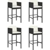 Image de vidaXL - Barkrukken - 4 - st - met - kussens - poly - rattan - zwart