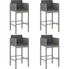Image de vidaXL - Barkrukken - 4 - st - met - kussens - poly - rattan - grijs