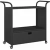 Image de vidaXL - Serveerwagen - met - lade - 100x45x97 - cm - poly - rattan - zwart