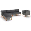 Image de vidaXL - 7-delige - Loungeset - poly - rattan - en - eucalyptushout - grijs