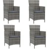 Image de vidaXL - Tuinstoelen - 4 - st - met - kussens - poly - rattan - grijs