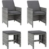 Image de vidaXL - 4-delige - Tuinstoelen- - en - voetenbankenset - poly - rattan - grijs