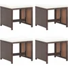 Image de vidaXL - Tuinkrukken - 4 - st - met - kussens - poly - rattan - bruin