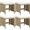 Image de vidaXL - Tuinkrukken - 4 - st - met - kussens - poly - rattan - beige