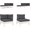 Image de vidaXL - 3-delige - Loungeset - met - kussens - massief - grenenhout - wit