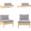 Image de vidaXL - 3-delige - Loungeset - met - grijze - kussens - massief - grenenhout