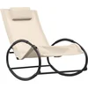 Image de vidaXL - Ligstoel - met - kussen - staal - en - textileen - crèmekleurig