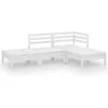 Image de vidaXL - 4-delige - Loungeset - massief - grenenhout - wit