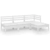 Image de vidaXL - 4-delige - Loungeset - massief - grenenhout - wit