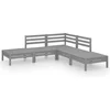 Image de vidaXL - 5-delige - Loungeset - massief - grenenhout - grijs