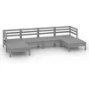 Image de vidaXL - 6-delige - Loungeset - massief - grenenhout - grijs