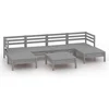 Image de vidaXL - 7-delige - Loungeset - massief - grenenhout - grijs