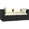 Image de vidaXL - Tweezitsbank - met - kussens - poly - rattan - zwart