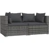 Image de vidaXL - Tweezitsbank - met - kussens - poly - rattan - grijs