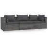 Image de vidaXL - Driezitsbank - met - kussens - poly - rattan - grijs
