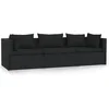 Image de vidaXL - Driezitsbank - met - kussens - poly - rattan - zwart