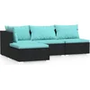 Image de vidaXL - 4-delige - Loungeset - met - kussens - poly - rattan - zwart