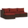 Image de vidaXL - 4-delige - Loungeset - met - kussens - poly - rattan - bruin