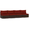 Image de vidaXL - Bank - 4-zits - met - kussens - poly - rattan - bruin