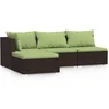 Image de vidaXL - 4-delige - Loungeset - met - kussens - poly - rattan - bruin