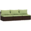 Image de vidaXL - Bank - 3-zits - met - kussens - poly - rattan - bruin