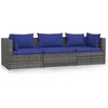 Image de vidaXL - Tuinbank - 3-zits - met - kussens - poly - rattan - grijs