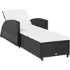 Image de vidaXL - Ligbed - met - crèmewit - kussen - poly - rattan - zwart