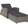 Image de vidaXL - Ligbed - met - donkergrijs - kussen - poly - rattan - grijs