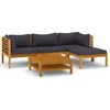 Image de vidaXL - 5-delige - Loungeset - met - kussens - massief - acaciahout