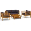Image de vidaXL - 5-delige - Loungeset - met - kussens - massief - acaciahout