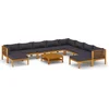 Image de vidaXL - 11-delige - Loungeset - met - kussens - massief - acaciahout
