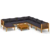 Image de vidaXL - 9-delige - Loungeset - met - kussens - massief - acaciahout