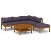 Image de vidaXL - 6-delige - Loungeset - met - kussens - massief - acaciahout