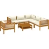 Image de vidaXL - 7-delige - Loungeset - met - crèmekleurige - kussens - massief - acaciahout