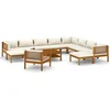 Image de vidaXL - 12-delige - Loungeset - met - crèmekleurige - kussens - massief - acaciahout