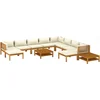Image de vidaXL - 12-delige - Loungeset - met - crèmekleurige - kussens - massief - acaciahout